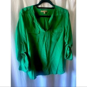 Beautiful BR Green Blouse with Gold Detaul